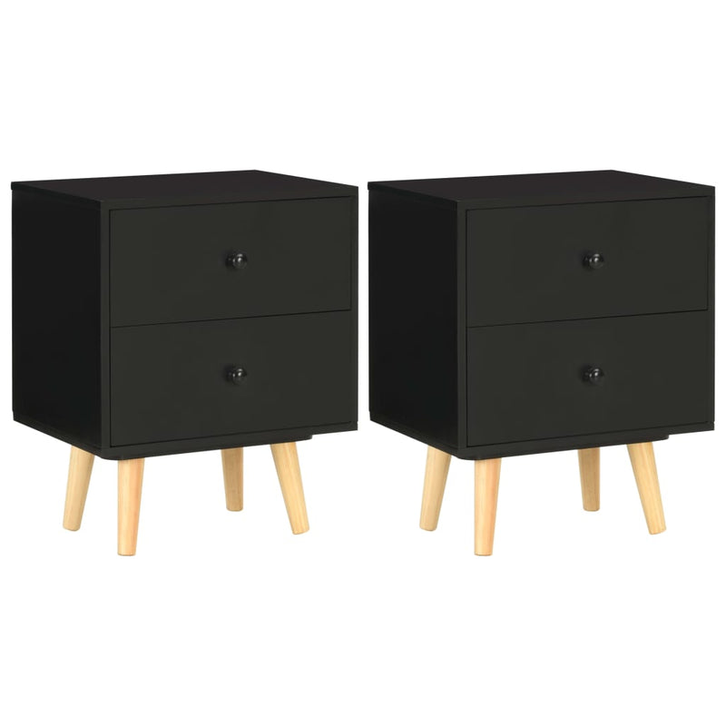 Nachtkastjes 2 st 40x30x50 cm massief grenenhout zwart MeubelReus