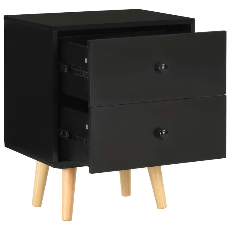 Nachtkastjes 2 st 40x30x50 cm massief grenenhout zwart MeubelReus