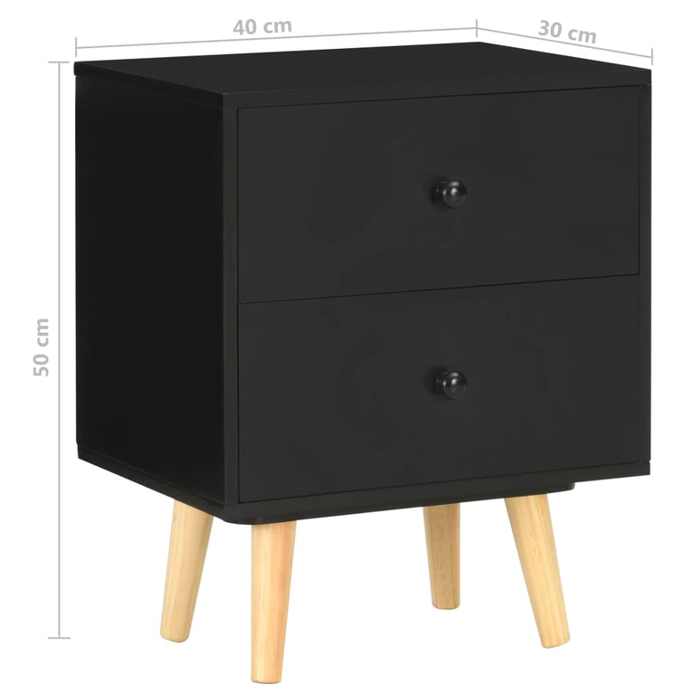 Nachtkastjes 2 st 40x30x50 cm massief grenenhout zwart MeubelReus