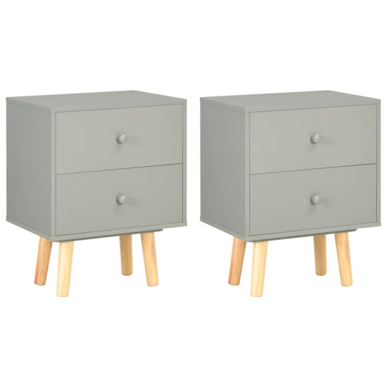 Nachtkastjes 2 st 40x30x50 cm massief grenenhout grijs MeubelReus