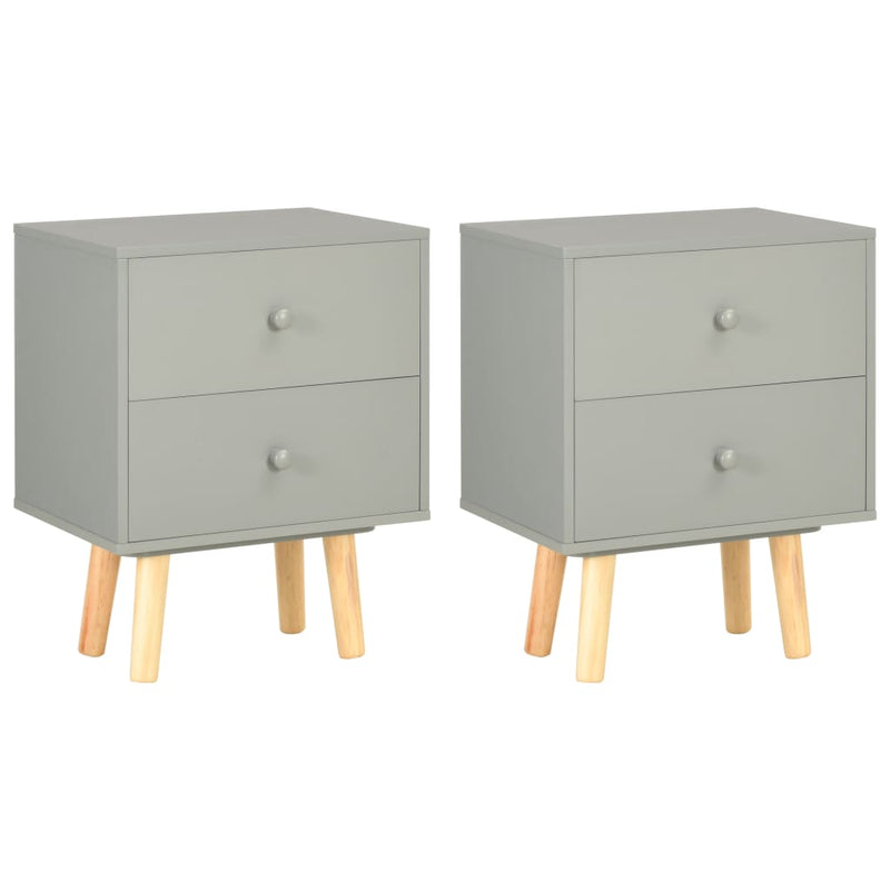 Nachtkastjes 2 st 40x30x50 cm massief grenenhout grijs MeubelReus