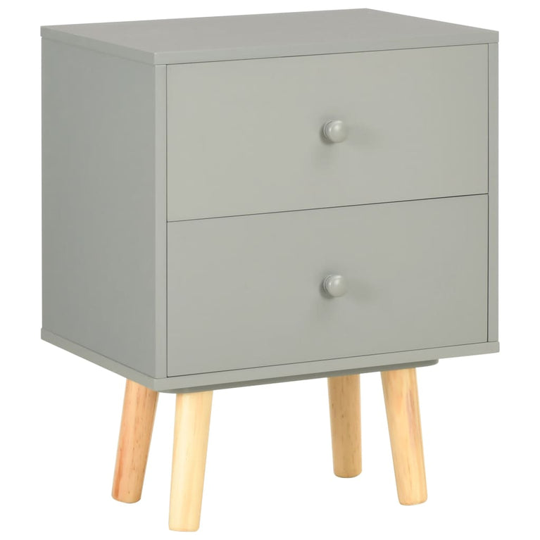 Nachtkastjes 2 st 40x30x50 cm massief grenenhout grijs MeubelReus
