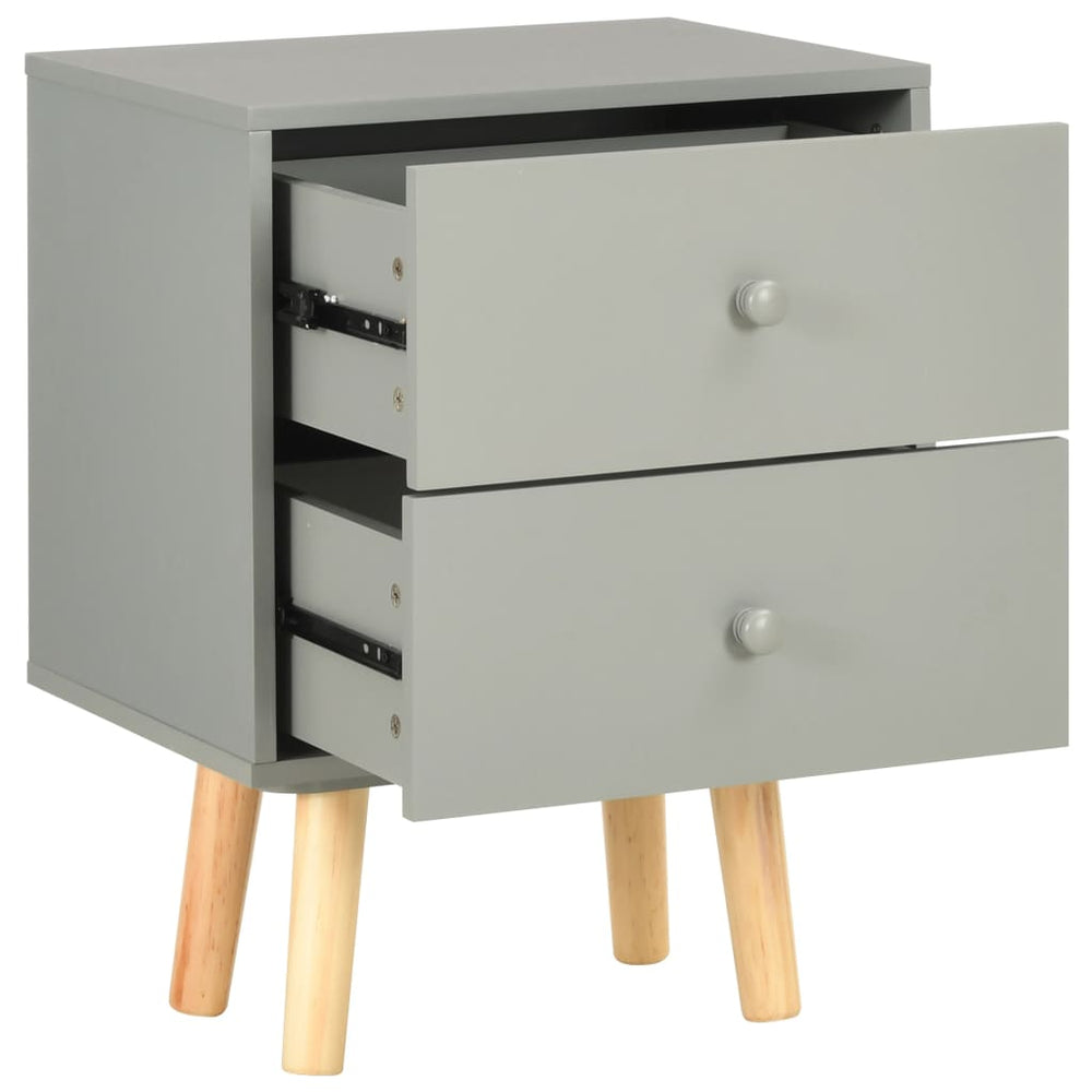 Nachtkastjes 2 st 40x30x50 cm massief grenenhout grijs MeubelReus
