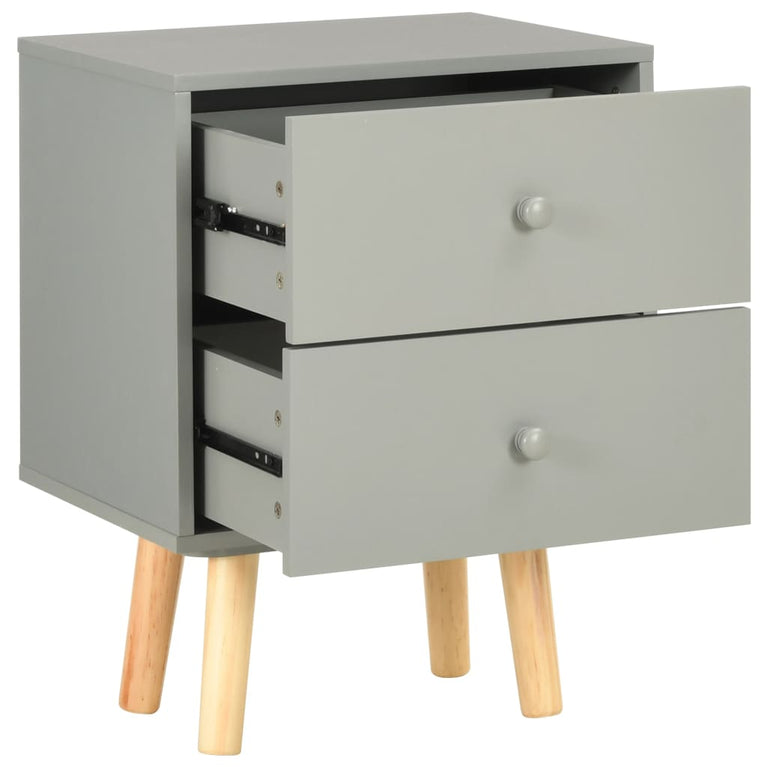 Nachtkastjes 2 st 40x30x50 cm massief grenenhout grijs MeubelReus