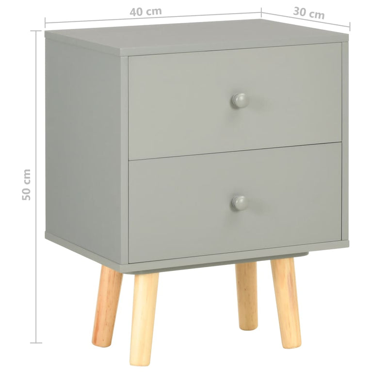 Nachtkastjes 2 st 40x30x50 cm massief grenenhout grijs MeubelReus