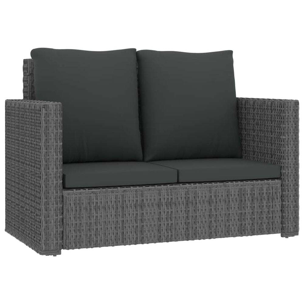 2-delige Loungeset met kussens poly rattan grijs MeubelReus