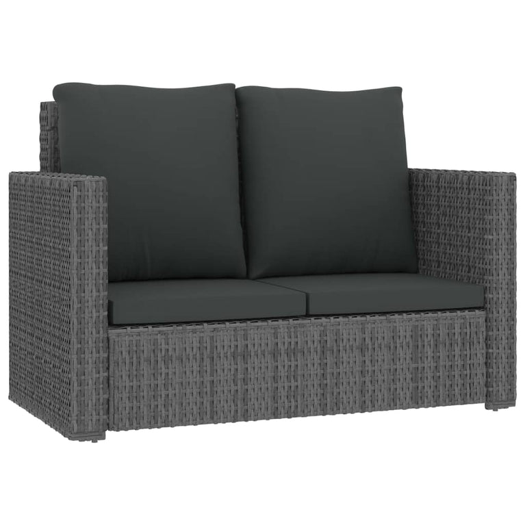 2-delige Loungeset met kussens poly rattan grijs MeubelReus