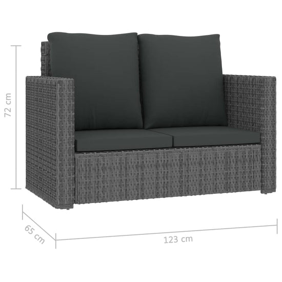 2-delige Loungeset met kussens poly rattan grijs MeubelReus