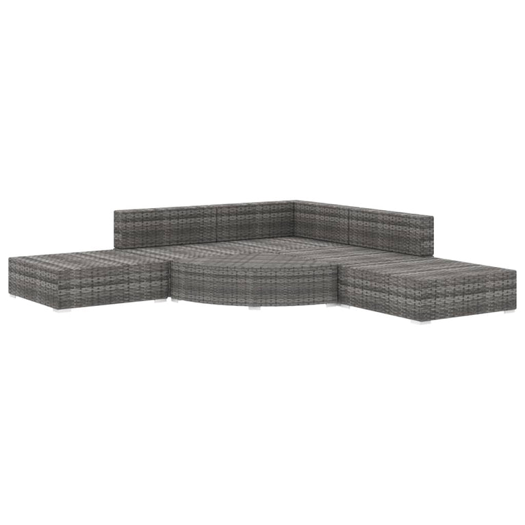 6-delige Loungeset met kussens poly rattan grijs MeubelReus