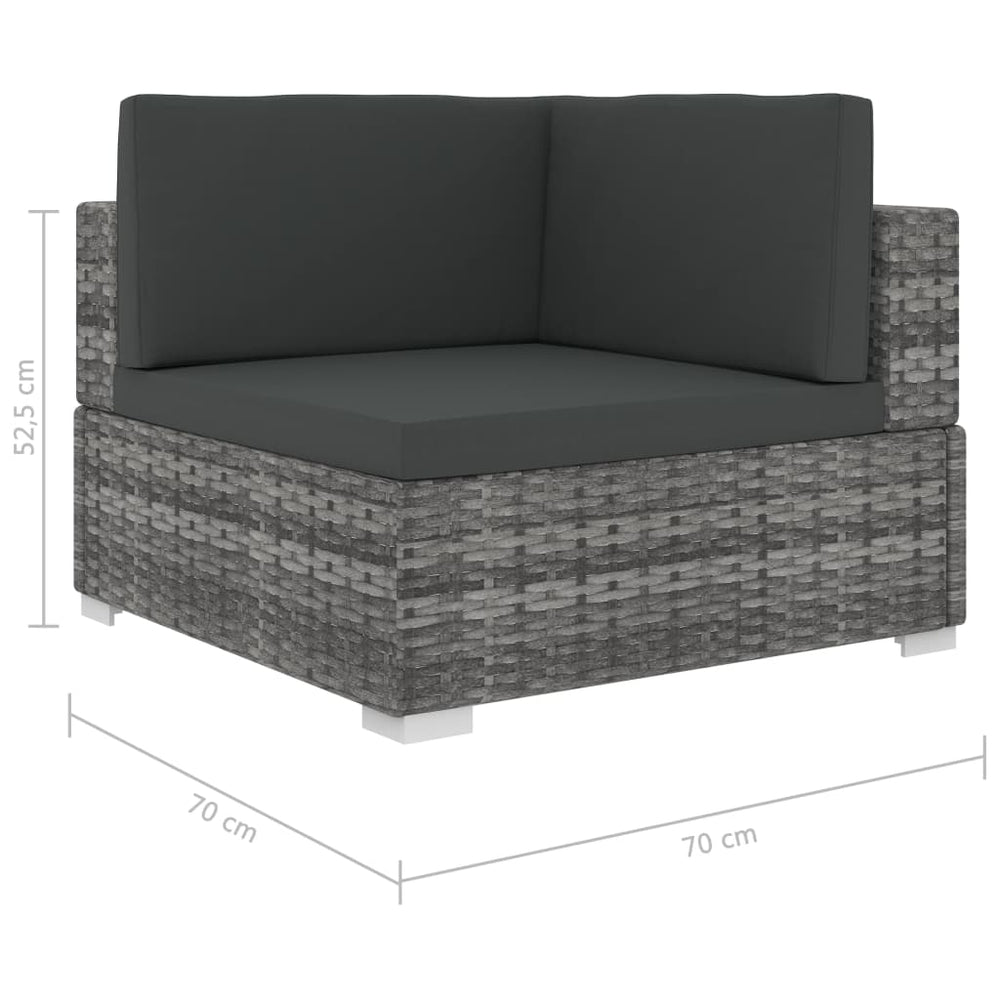 6-delige Loungeset met kussens poly rattan grijs MeubelReus