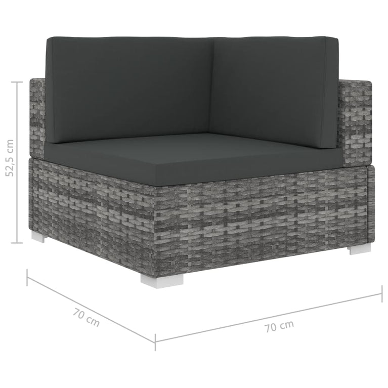 6-delige Loungeset met kussens poly rattan grijs MeubelReus