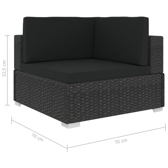6-delige Loungeset met kussens poly rattan zwart MeubelReus