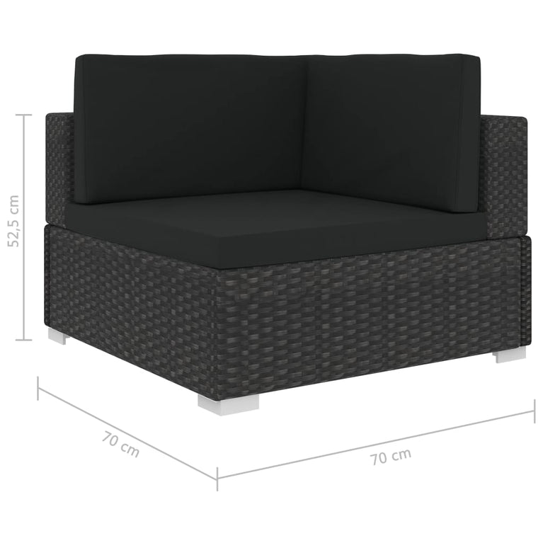 6-delige Loungeset met kussens poly rattan zwart MeubelReus