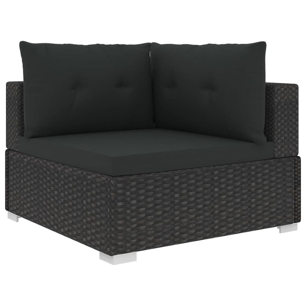 6-delige Loungeset met kussens poly rattan zwart MeubelReus