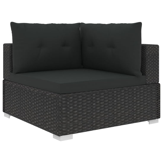 6-delige Loungeset met kussens poly rattan zwart MeubelReus