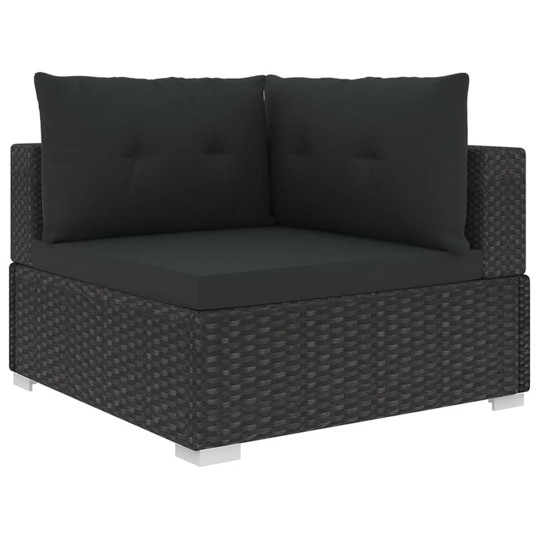6-delige Loungeset met kussens poly rattan zwart MeubelReus