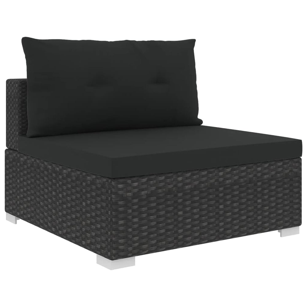 6-delige Loungeset met kussens poly rattan zwart MeubelReus