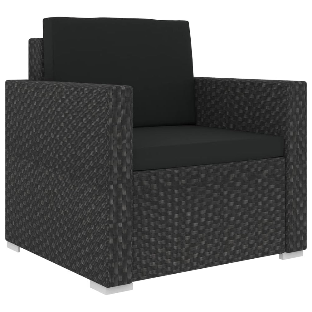 6-delige Loungeset met kussens poly rattan zwart MeubelReus