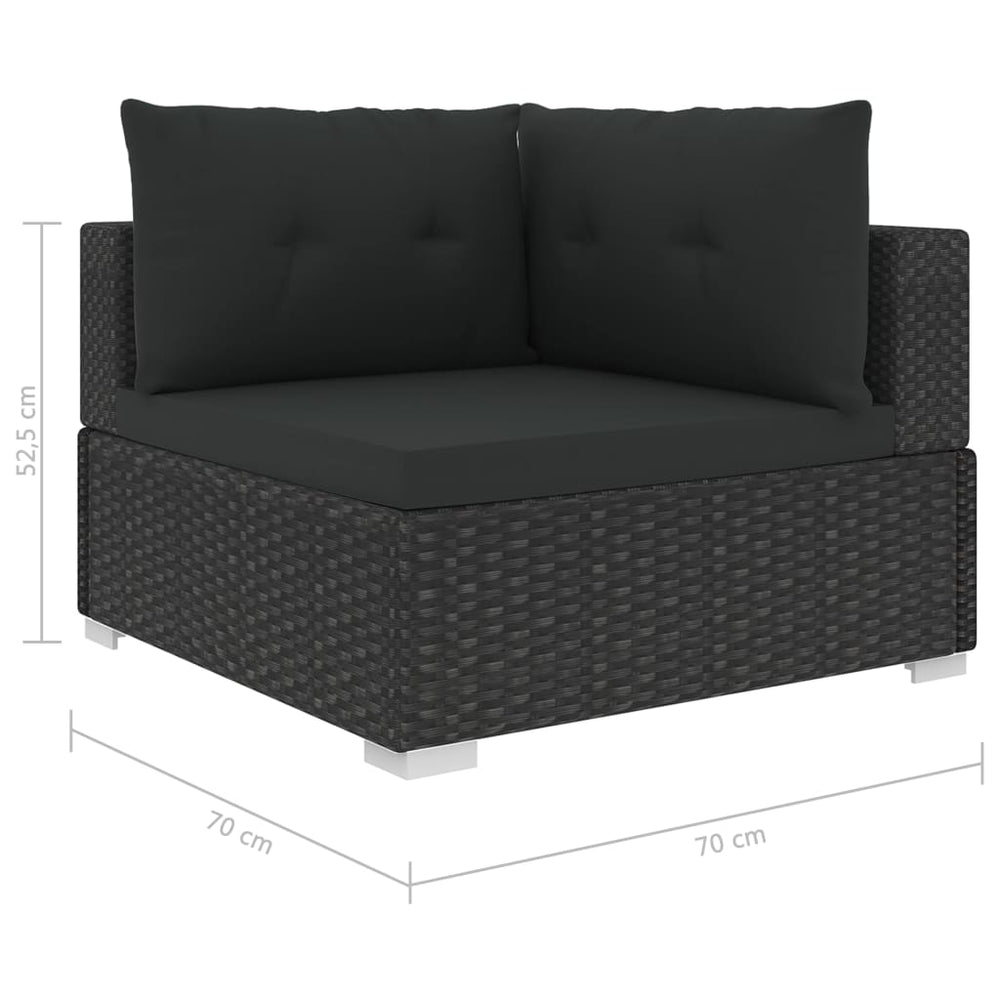 6-delige Loungeset met kussens poly rattan zwart MeubelReus