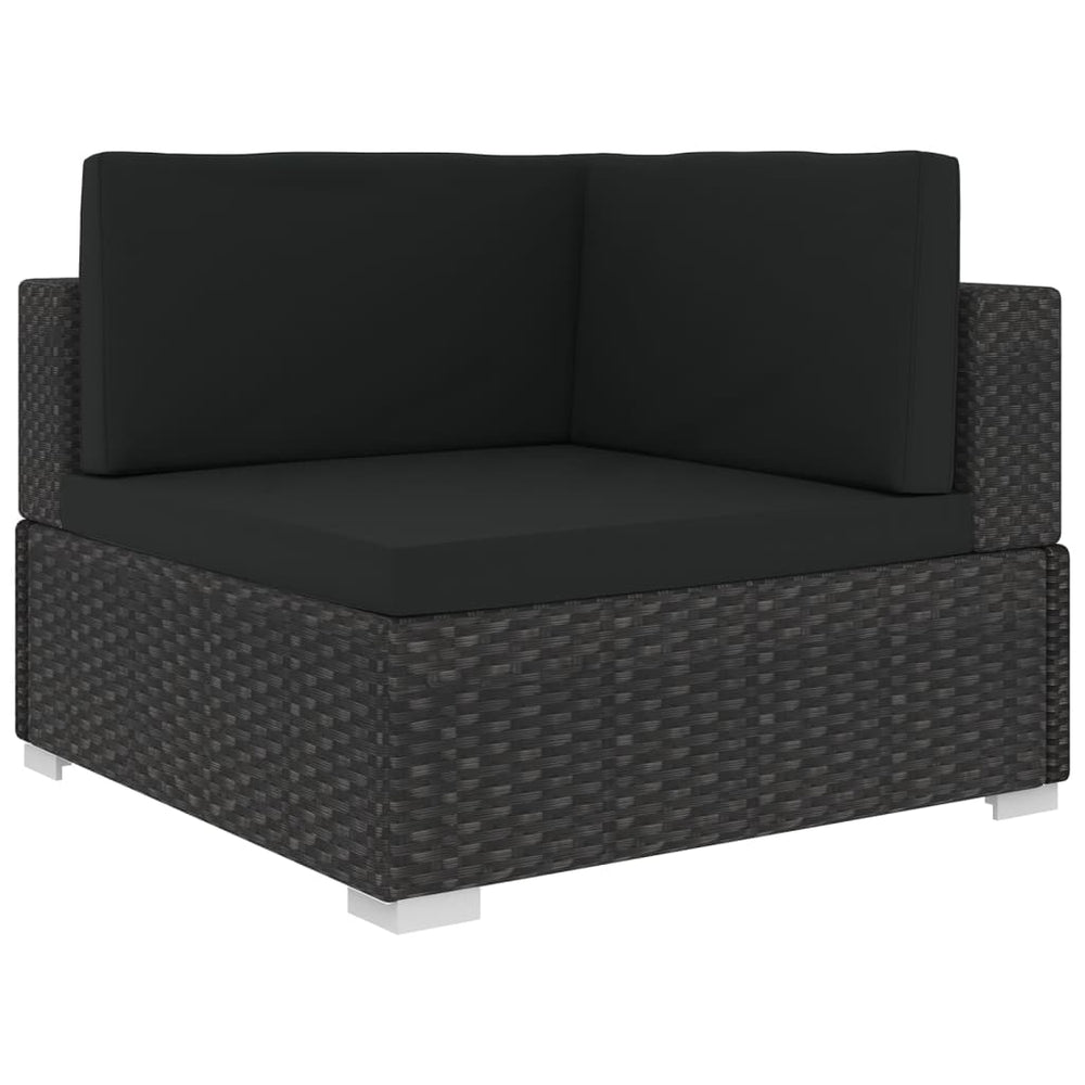6-delige Loungeset met kussens poly rattan zwart MeubelReus