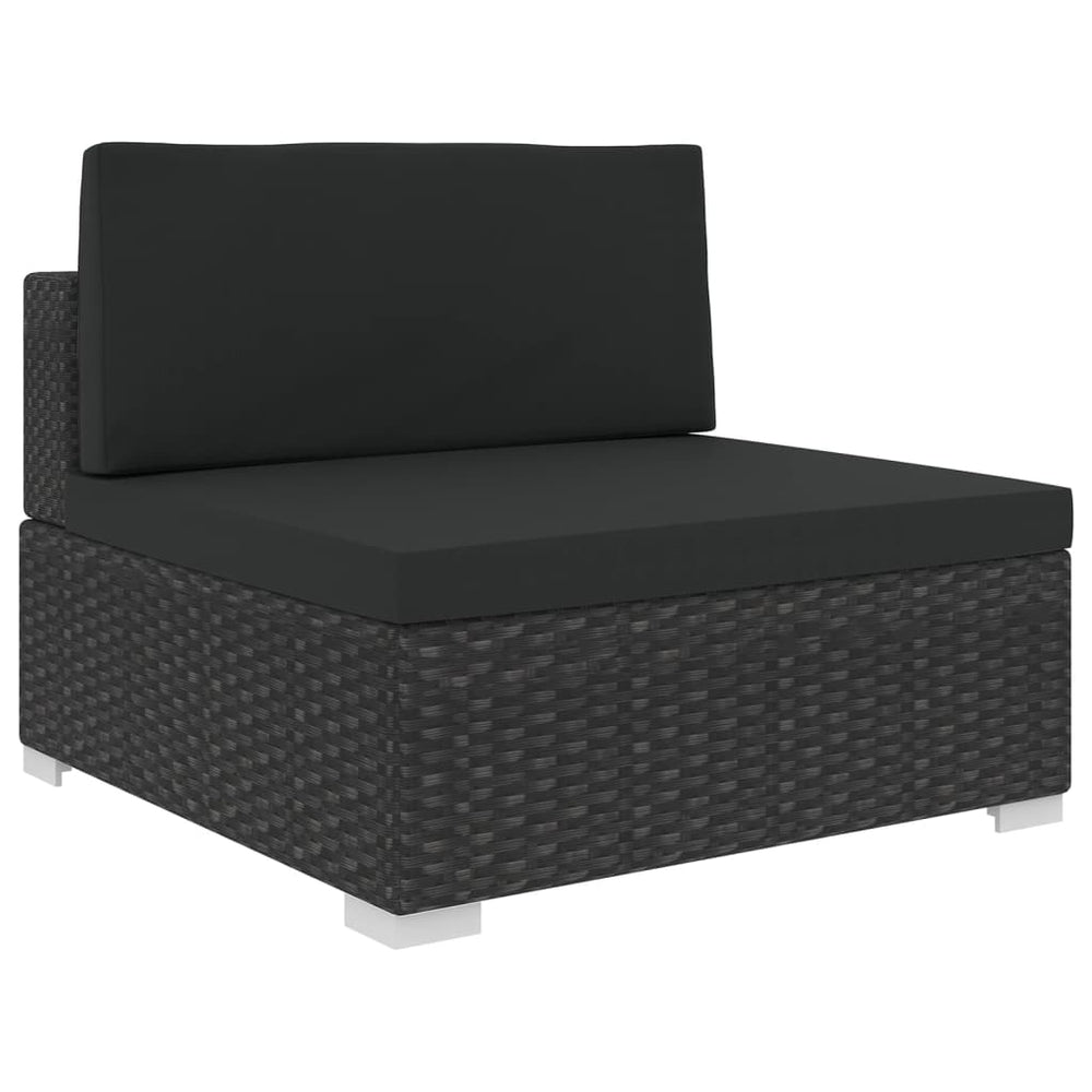 6-delige Loungeset met kussens poly rattan zwart MeubelReus
