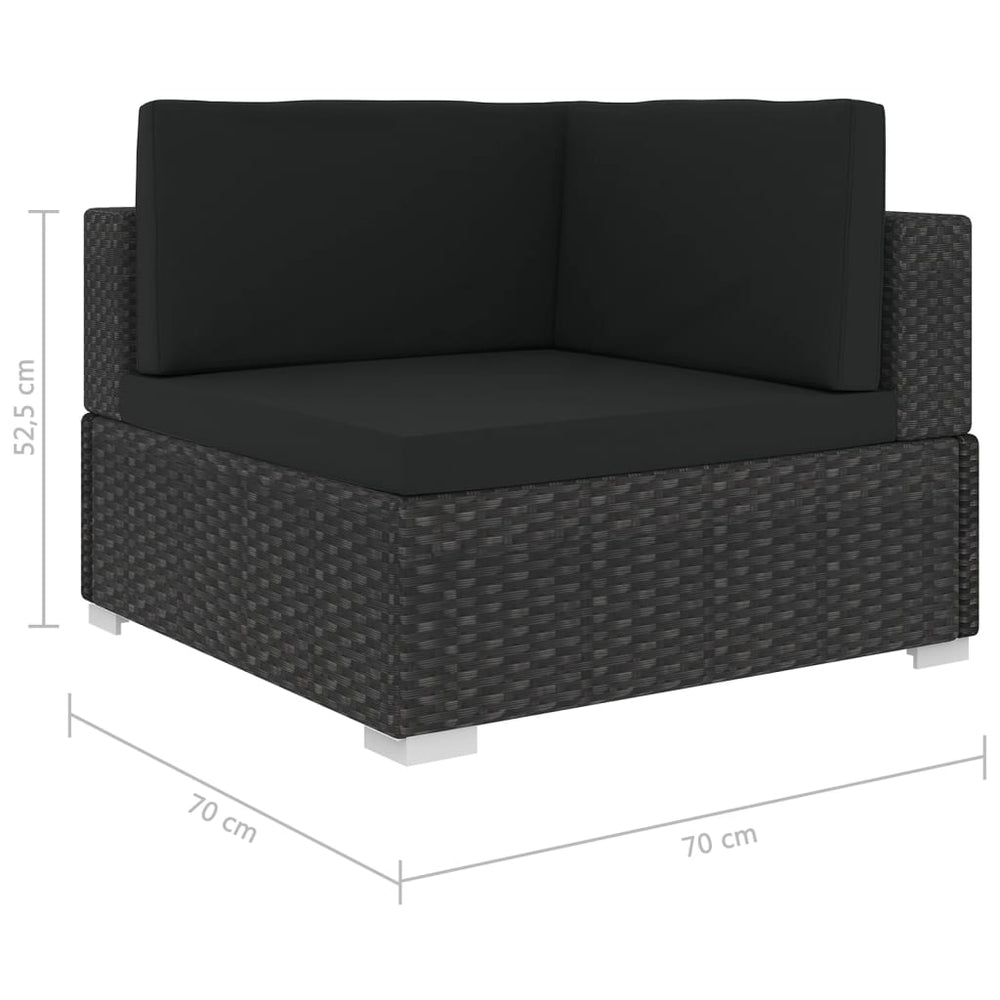 6-delige Loungeset met kussens poly rattan zwart MeubelReus