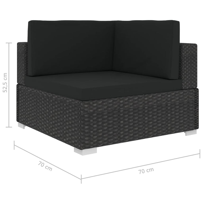 6-delige Loungeset met kussens poly rattan zwart MeubelReus
