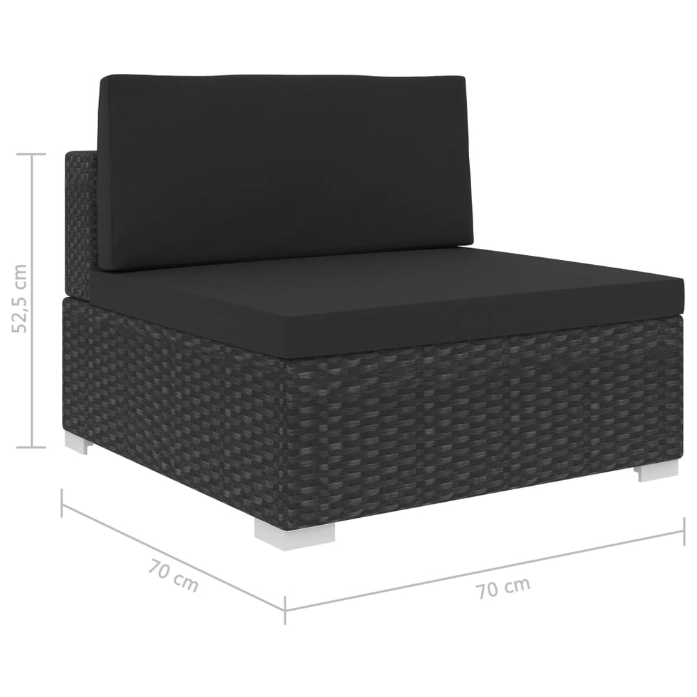 8-delige Loungeset met kussens poly rattan zwart MeubelReus