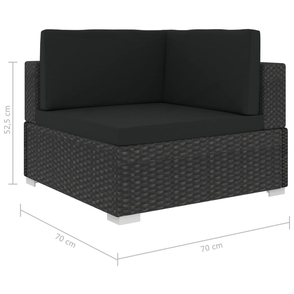 6-delige Loungeset met kussens poly rattan zwart MeubelReus