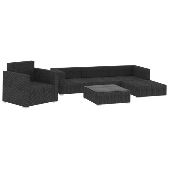 6-delige Loungeset met kussens poly rattan zwart MeubelReus