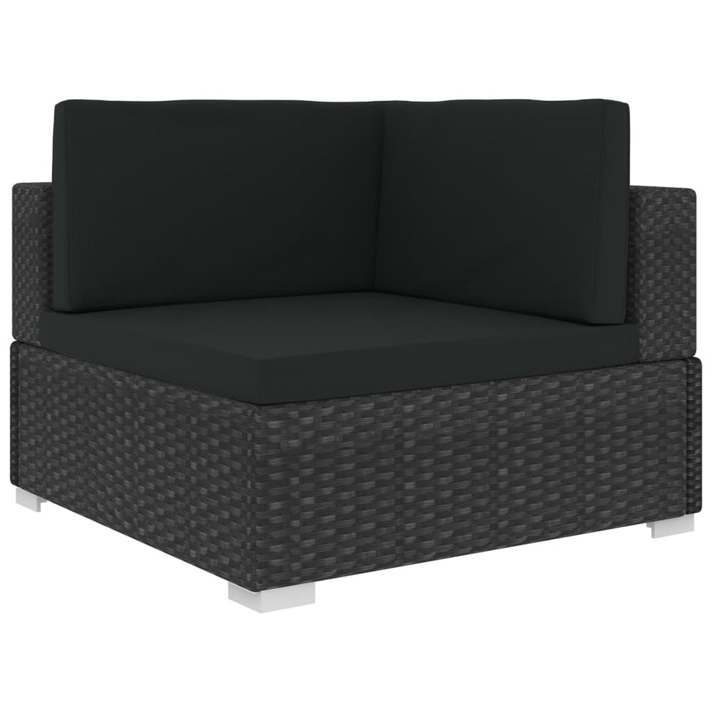 6-delige Loungeset met kussens poly rattan zwart MeubelReus