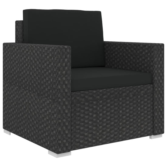 6-delige Loungeset met kussens poly rattan zwart MeubelReus