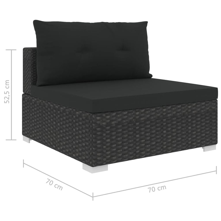 10-delige Loungeset met kussens poly rattan zwart MeubelReus