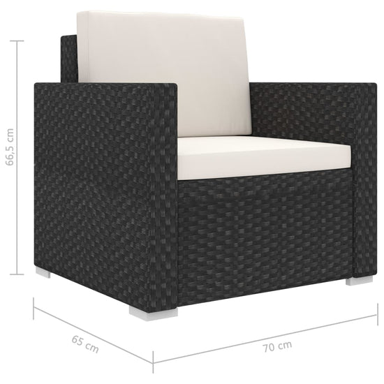 13-delige Loungeset met kussens poly rattan zwart MeubelReus