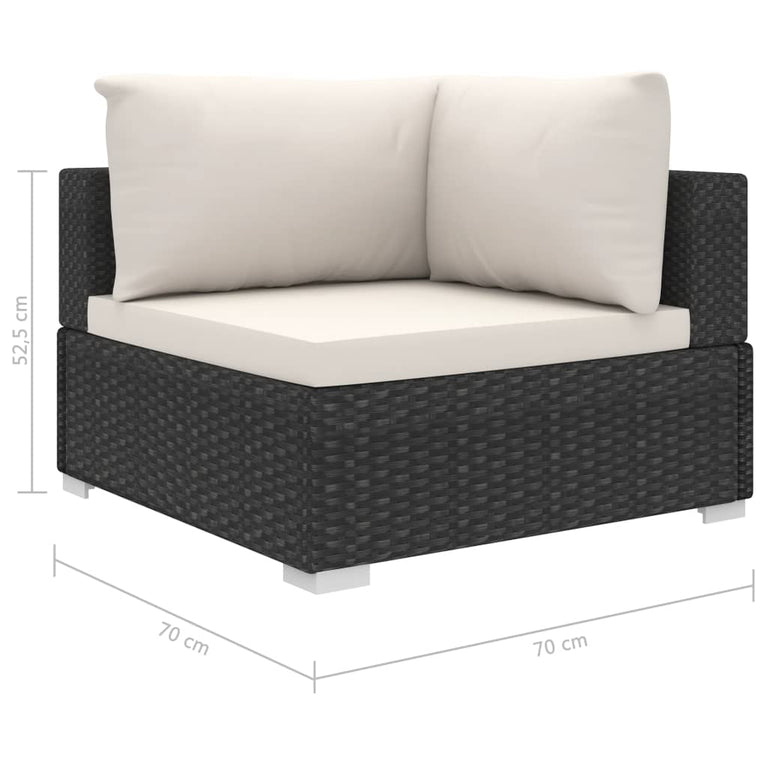 13-delige Loungeset met kussens poly rattan zwart MeubelReus