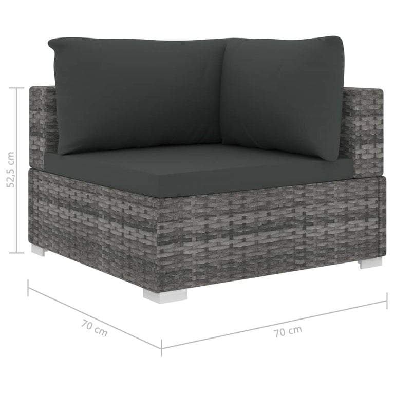 12-delige Loungeset met kussens poly rattan grijs MeubelReus