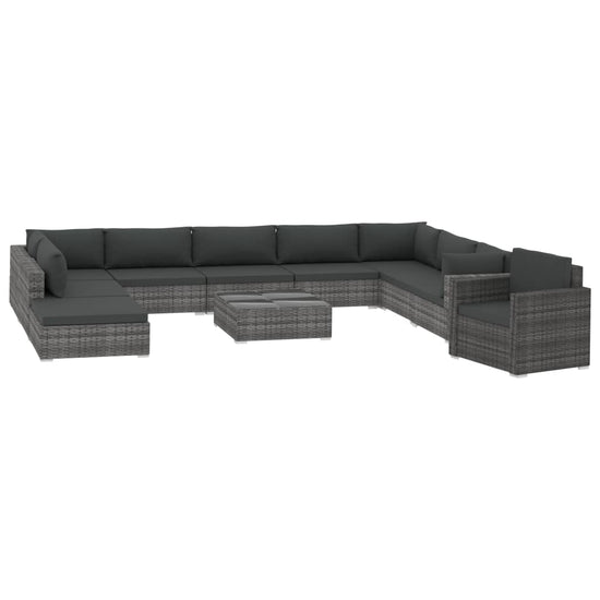 11-delige Loungeset met kussens poly rattan grijs MeubelReus