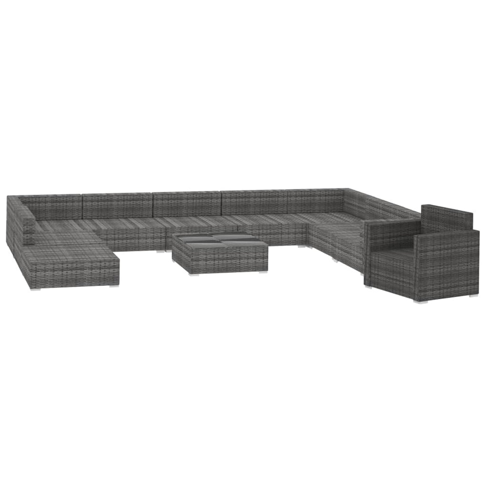 11-delige Loungeset met kussens poly rattan grijs MeubelReus