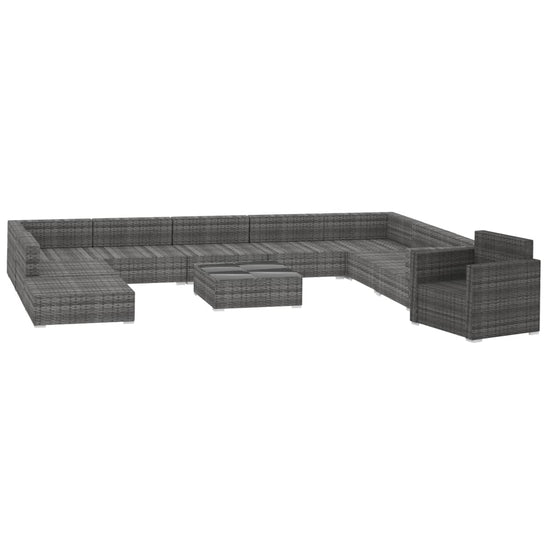 11-delige Loungeset met kussens poly rattan grijs MeubelReus