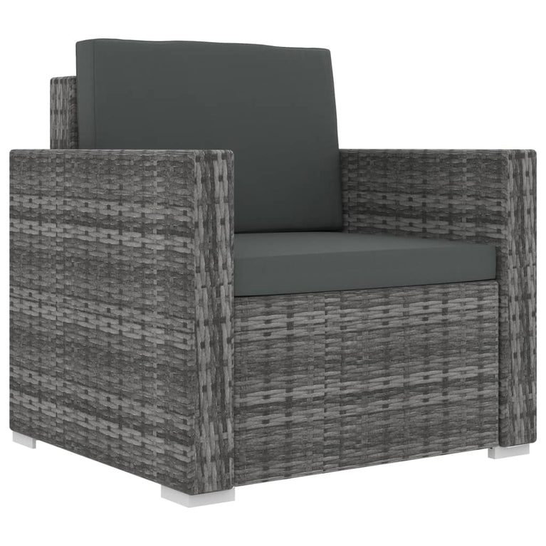 11-delige Loungeset met kussens poly rattan grijs MeubelReus