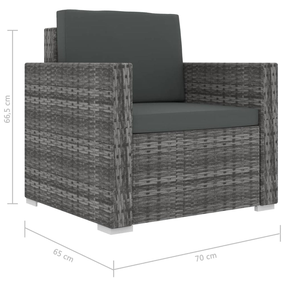 11-delige Loungeset met kussens poly rattan grijs MeubelReus