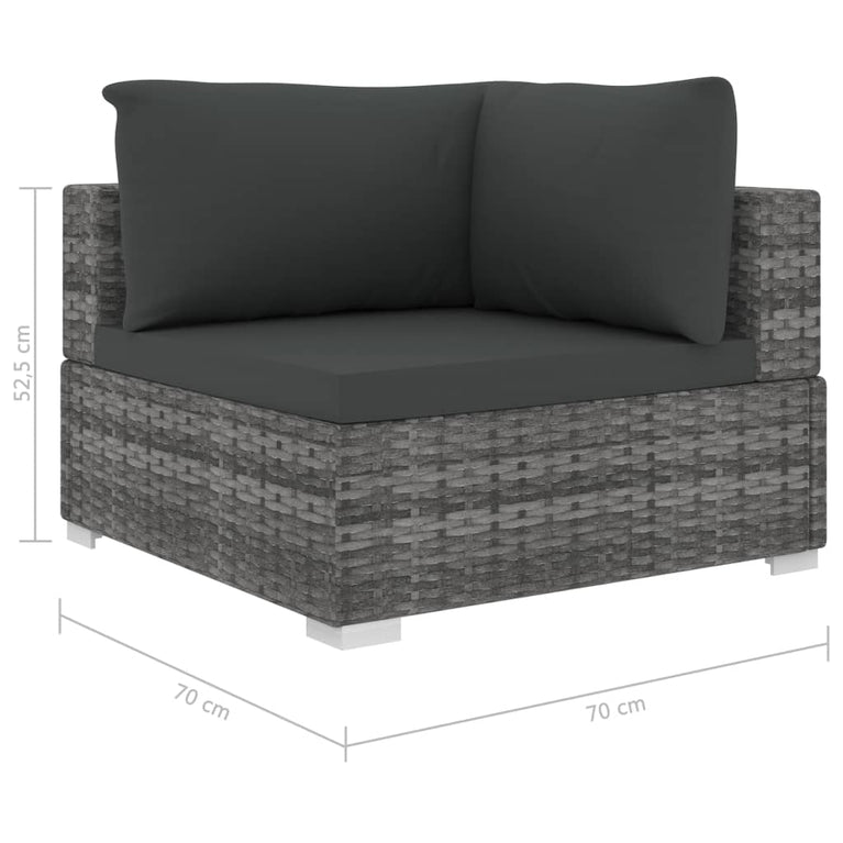 11-delige Loungeset met kussens poly rattan grijs MeubelReus