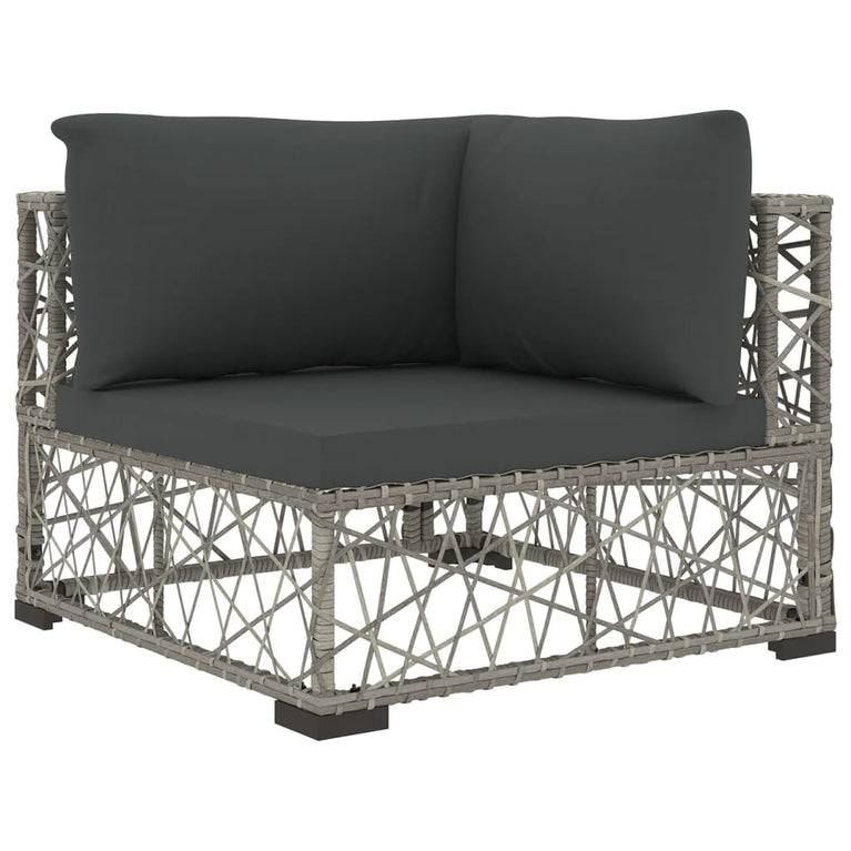 6-delige Loungeset met kussens poly rattan grijs MeubelReus