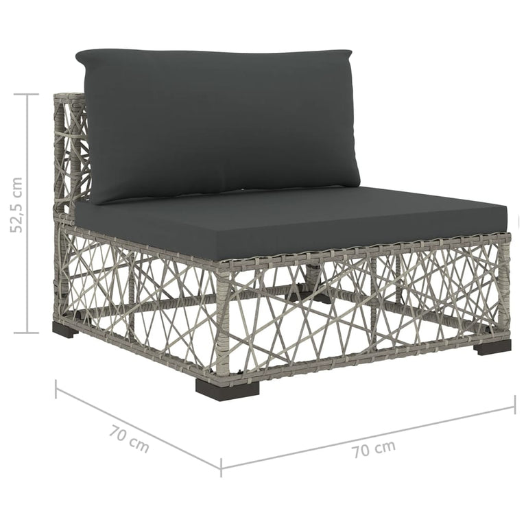6-delige Loungeset met kussens poly rattan grijs MeubelReus