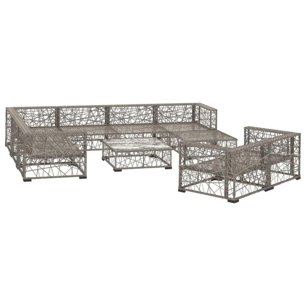 10-delige Loungeset met kussens poly rattan grijs MeubelReus