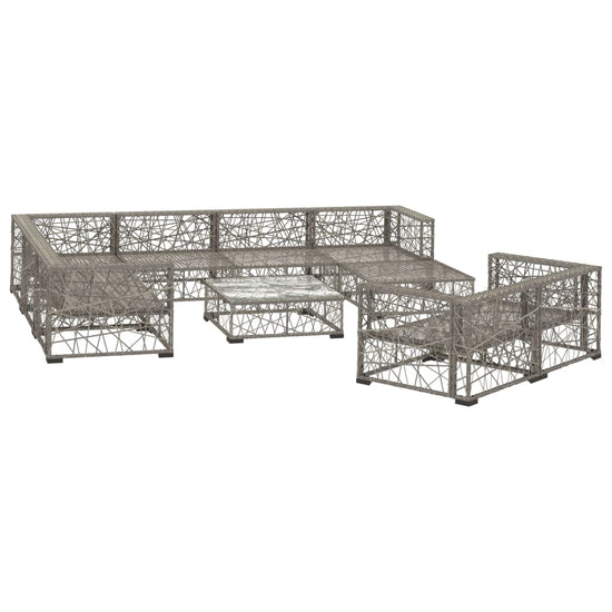 10-delige Loungeset met kussens poly rattan grijs MeubelReus