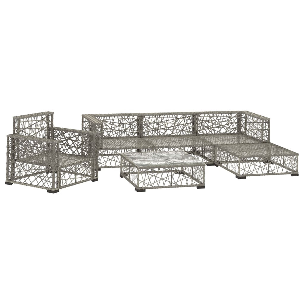 6-delige Loungeset met kussens poly rattan grijs MeubelReus