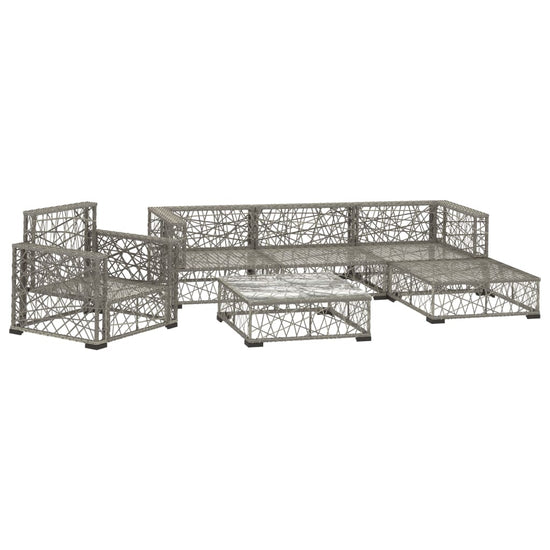 6-delige Loungeset met kussens poly rattan grijs MeubelReus