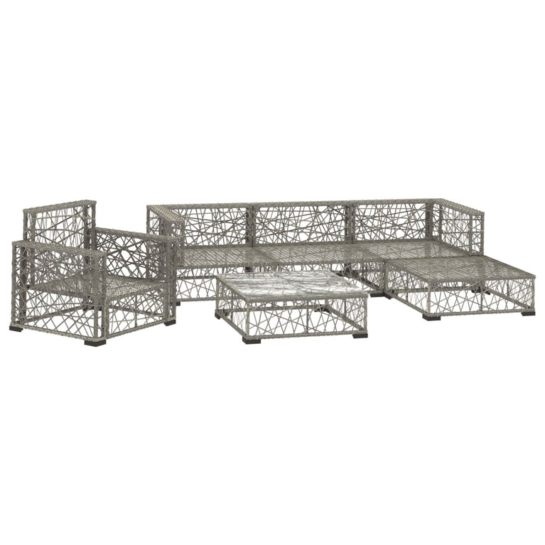 6-delige Loungeset met kussens poly rattan grijs MeubelReus