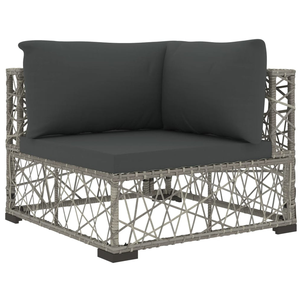 6-delige Loungeset met kussens poly rattan grijs MeubelReus